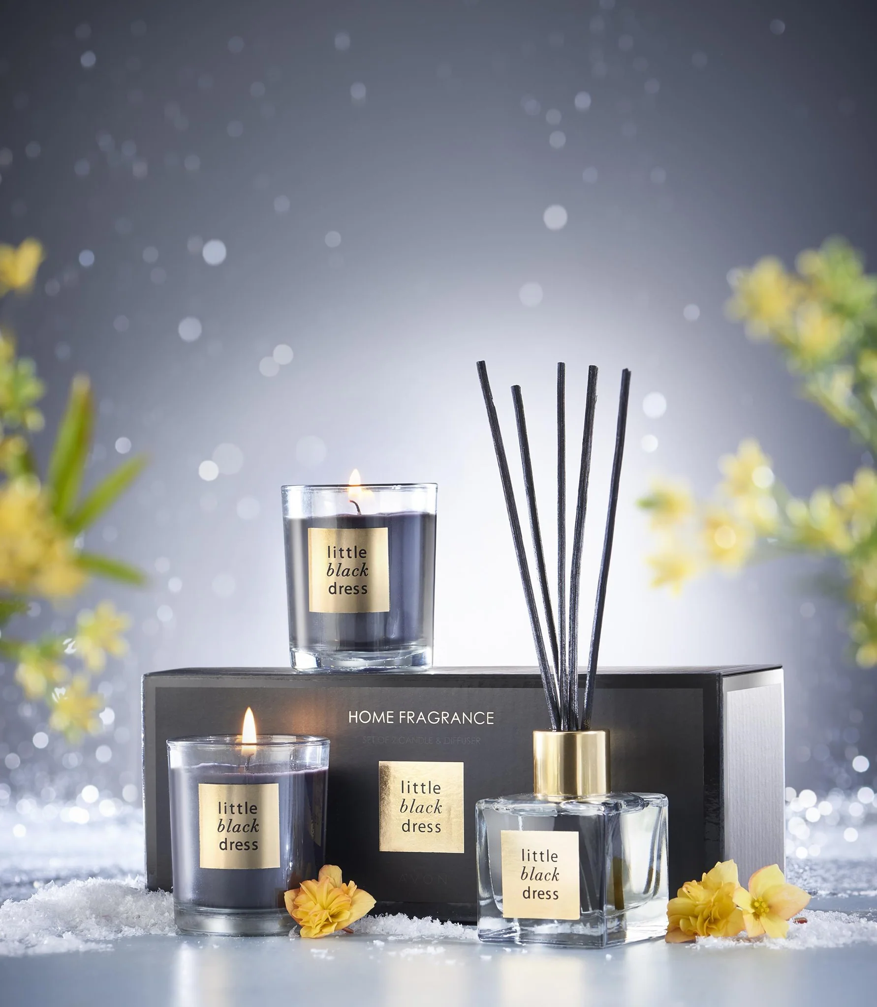 Avon Little Black Dress diffuseur Coffret cadeau parfumé pour la maison 2  bougies votives et 1 diffuseur - Avon Market